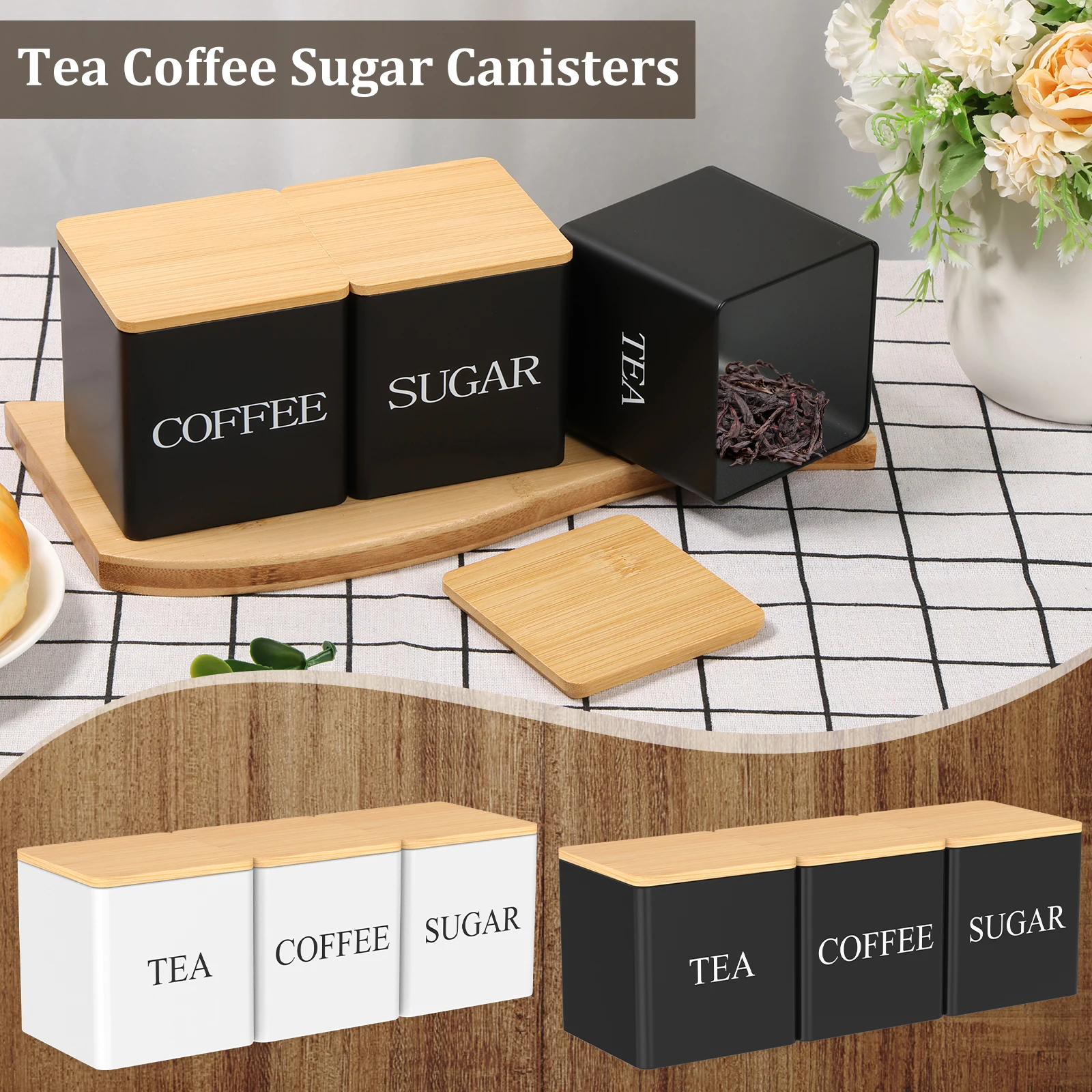 Coffee Tea Jar Set - 3Pcs Set 500ml Tea Sugar Coffee