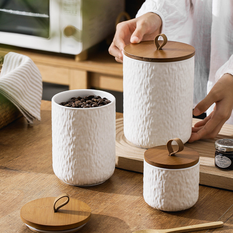 Coffee Tea Sugar - Rock Pattern Ceramic Tea Storage Canister