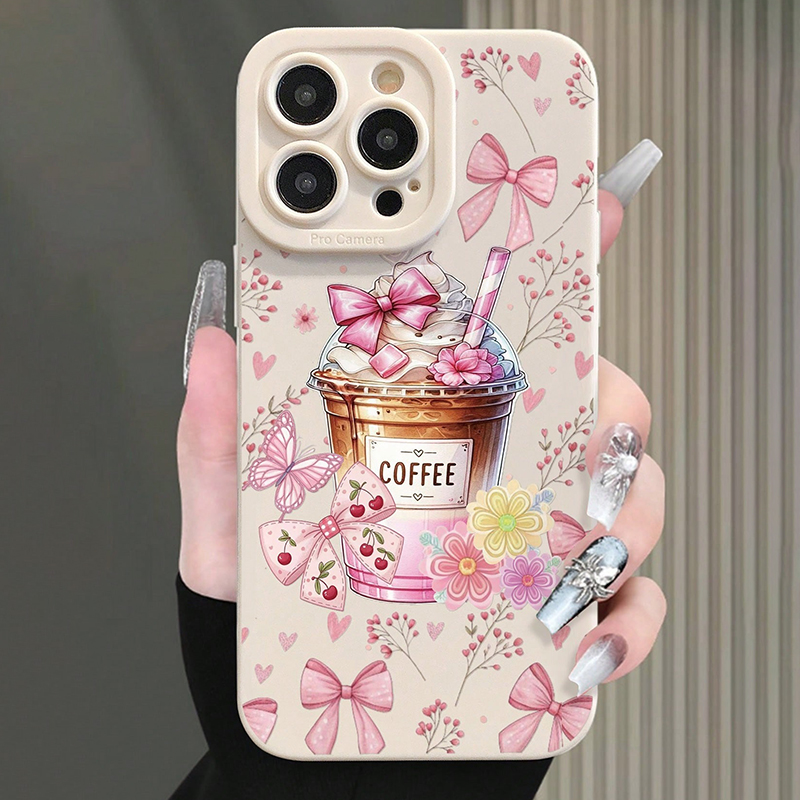 Pink Bow Coffee Pattern Milk T - Coffee Plus Tea review and price