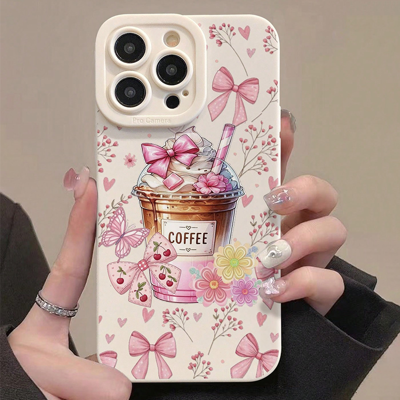 Pink Bow Coffee Pattern Milk T - Coffee Plus Tea review and price