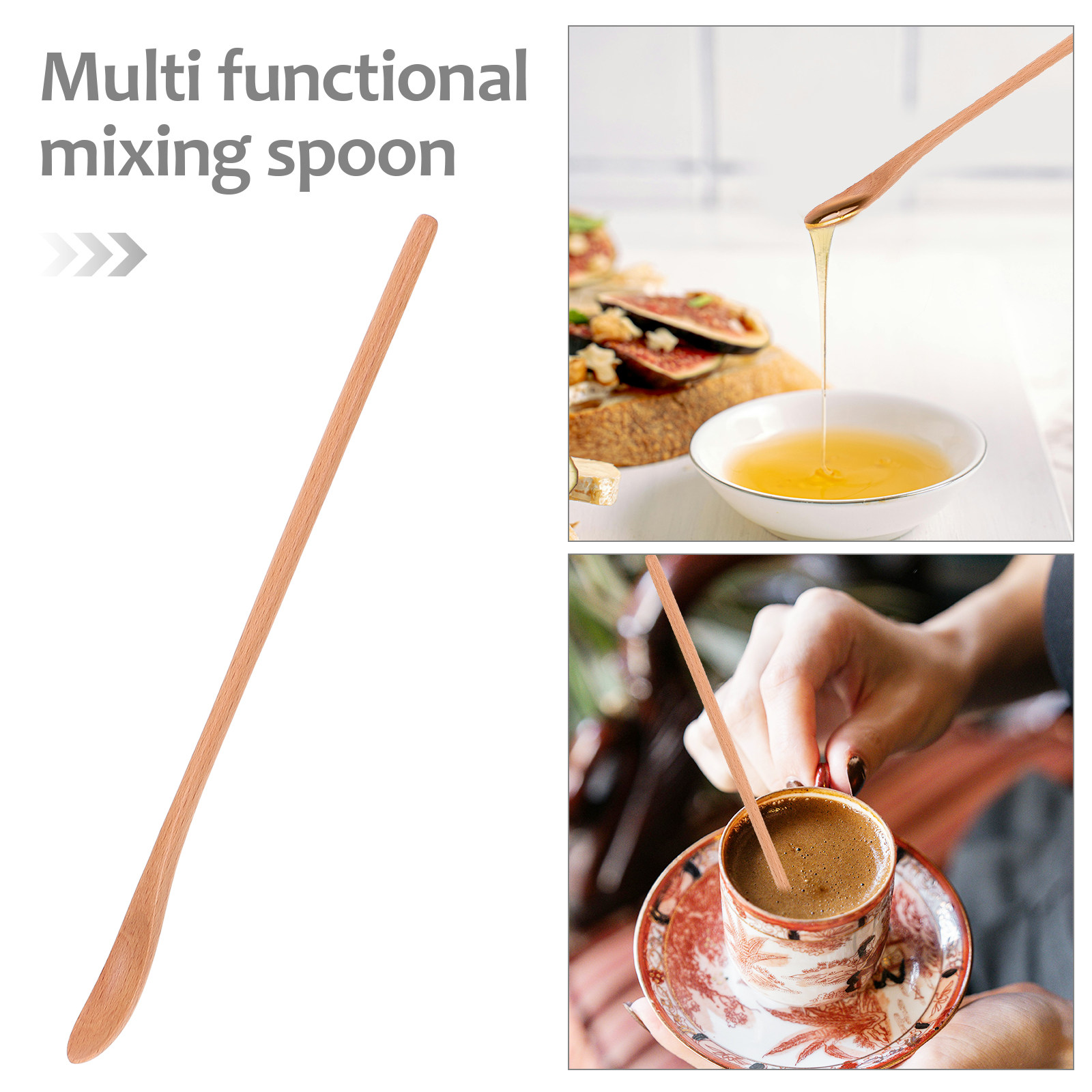 2Pcs Long Handle Wooden Honey  - Tea Coffee Utensils review and price