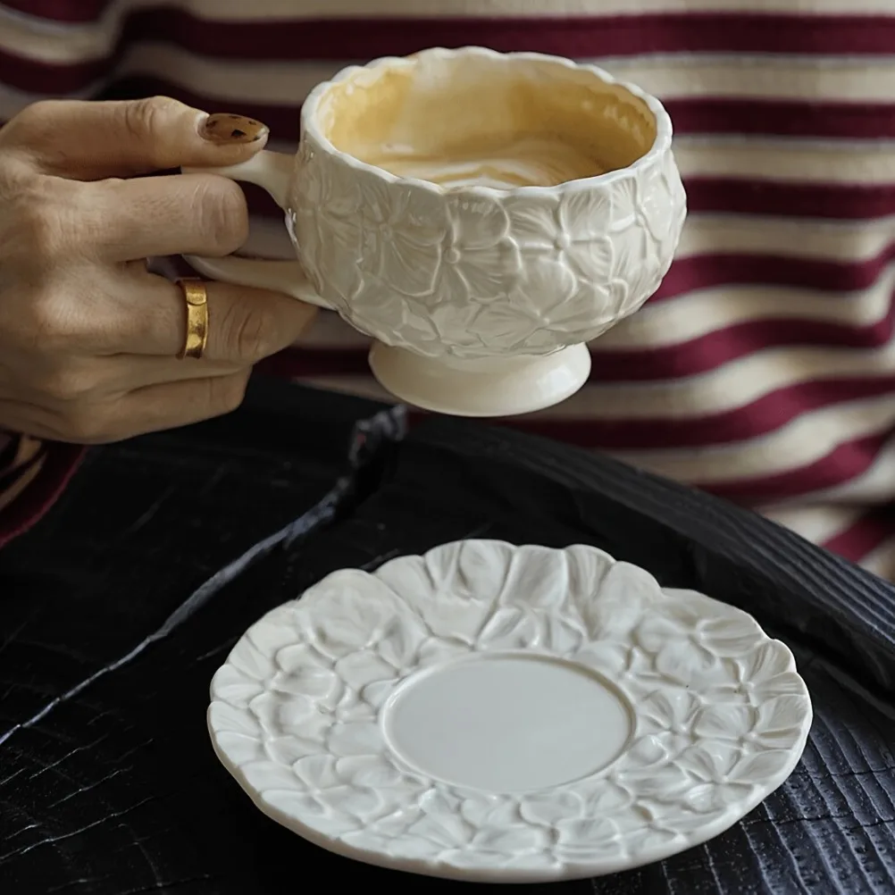 French Cream Relief Coffee Cup - Coffee Tea Gift Set review and price