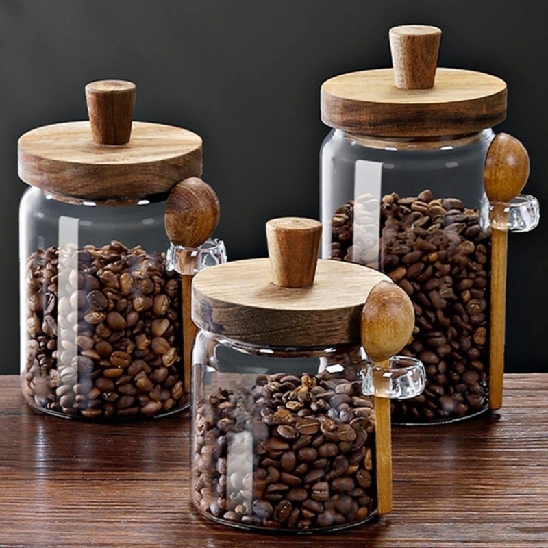 ABJI-Glass Jar With Wooden Lid - Coffee Tea Jar Set review and price