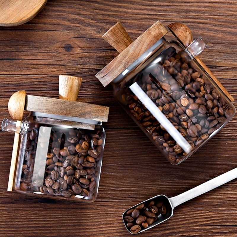 ABJI-Glass Jar With Wooden Lid - Coffee Tea Jar Set review and price