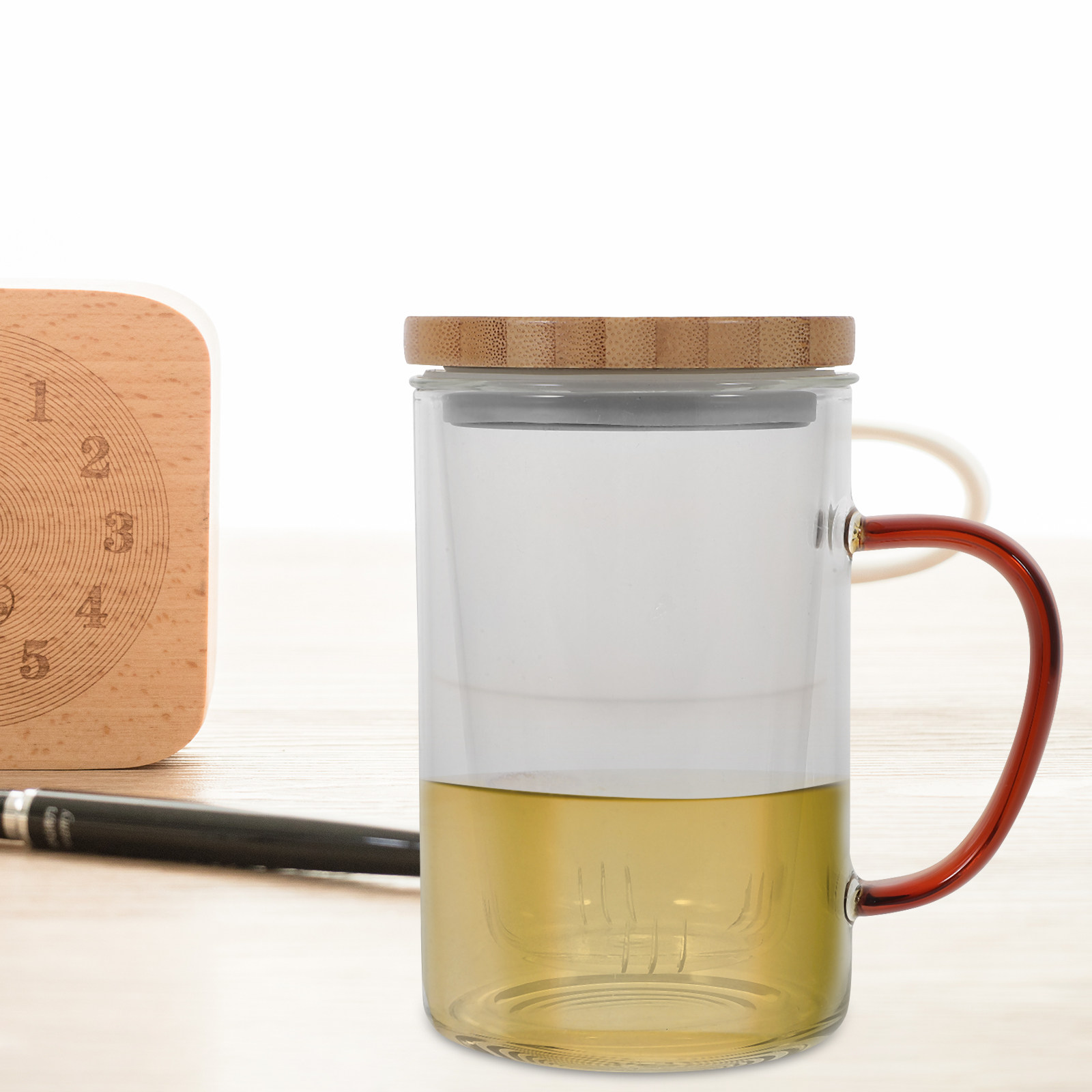 450Ml Glass Tea Cup with Built - Coffee Tea Green review and price