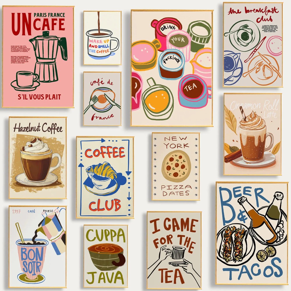 Coffee Shop Afternoon Tea Croi - Coffee Tea Poster review and price