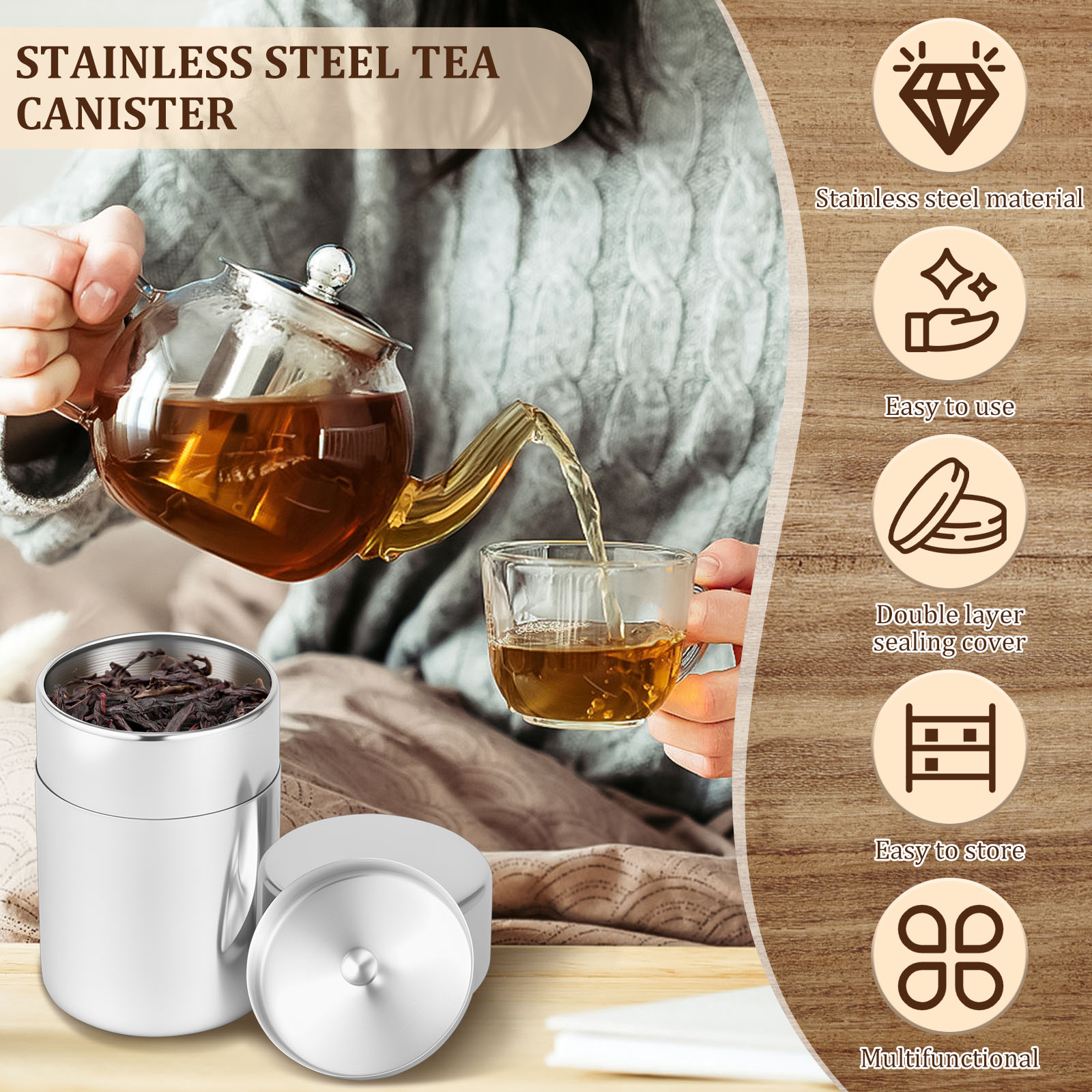 Stainless Steel Tea Leaf Tins  - Coffee Tea Sugar review and price