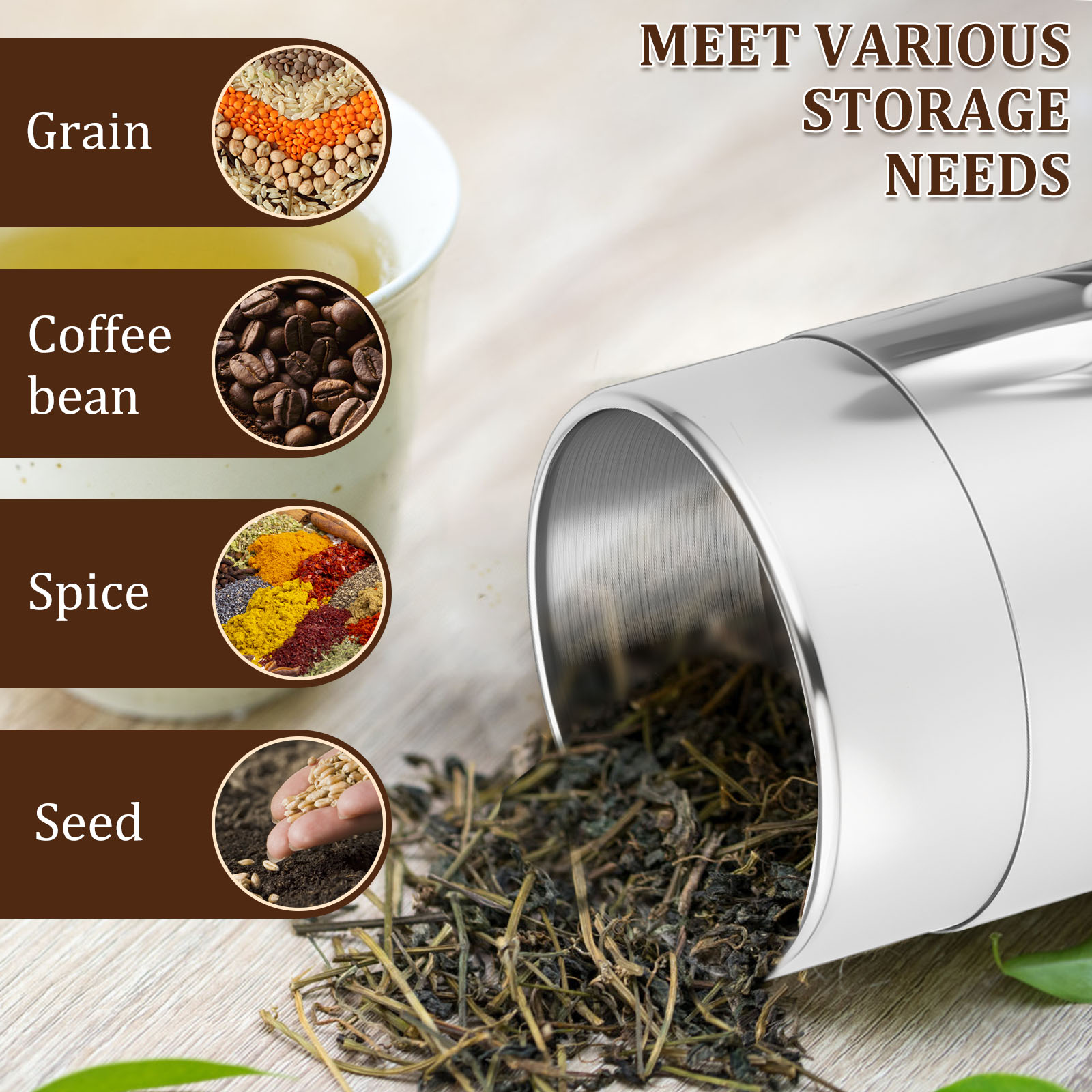 Stainless Steel Tea Leaf Tins  - Coffee Tea Sugar review and price