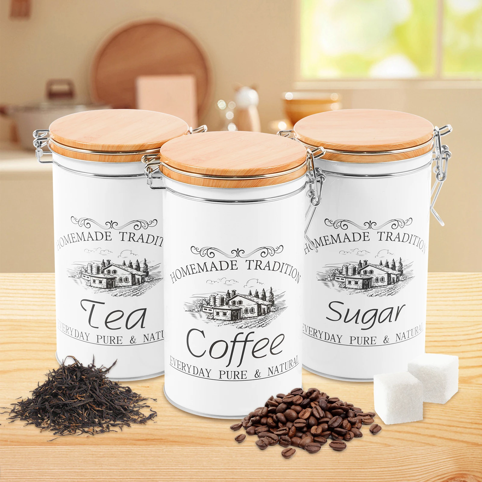 3Pcs/Set Tea Coffee Sugar Cani - Coffee Tea Jar Set review and price