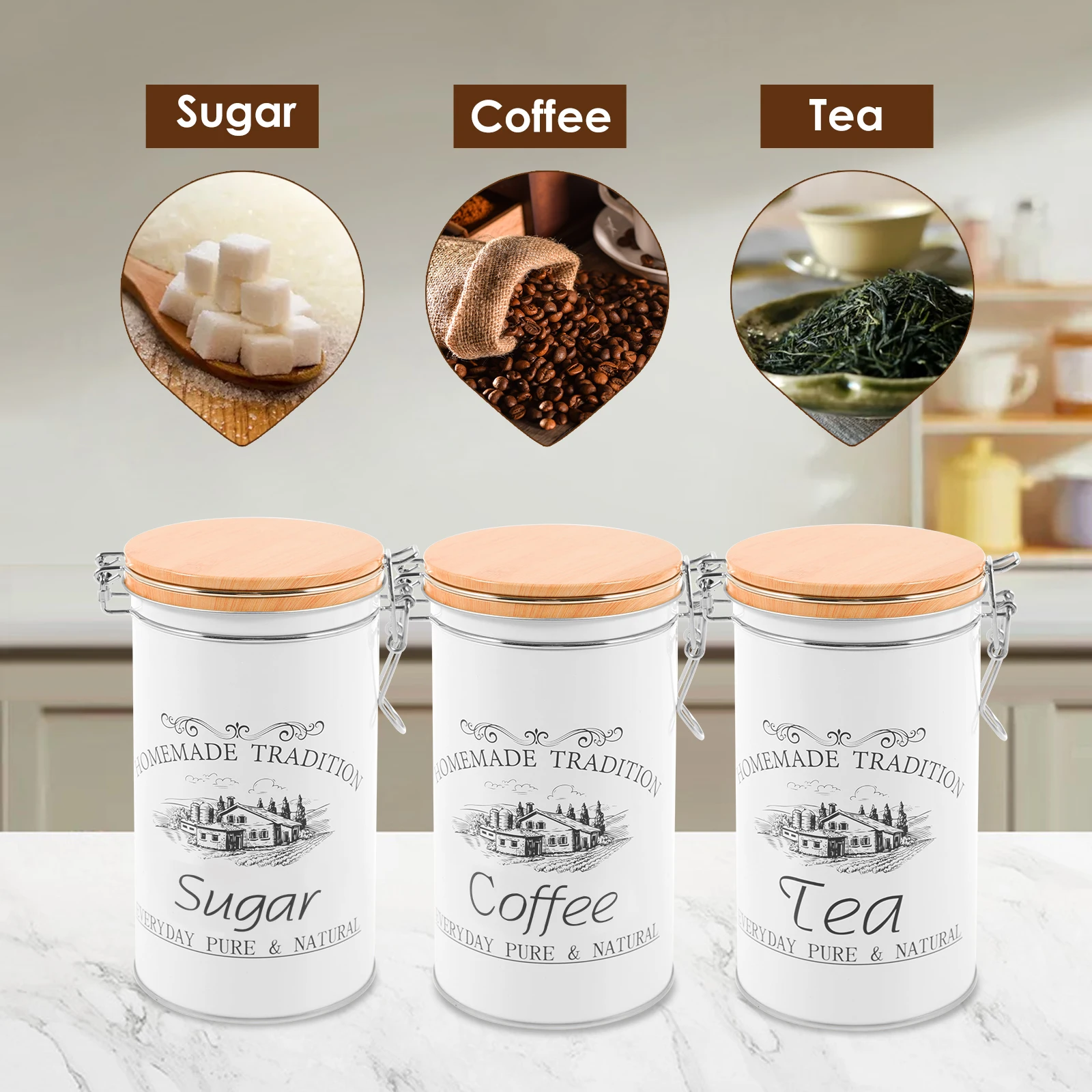 3Pcs/Set Tea Coffee Sugar Cani - Coffee Tea Jar Set review and price